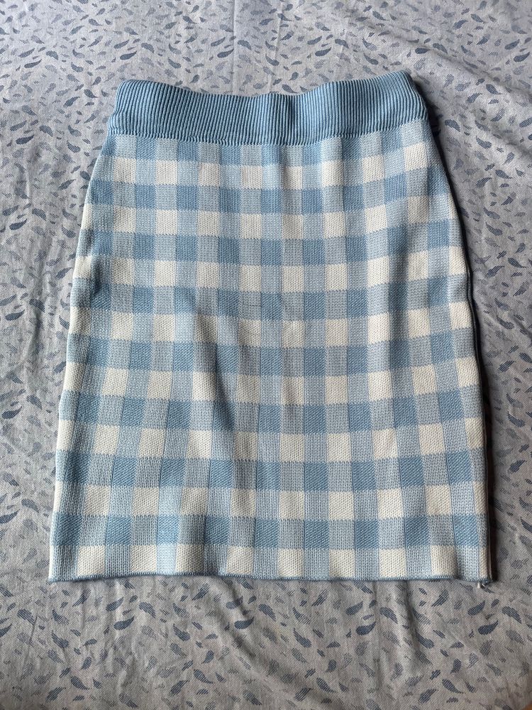 Vintage Plaid Pattern Knitted Skirt