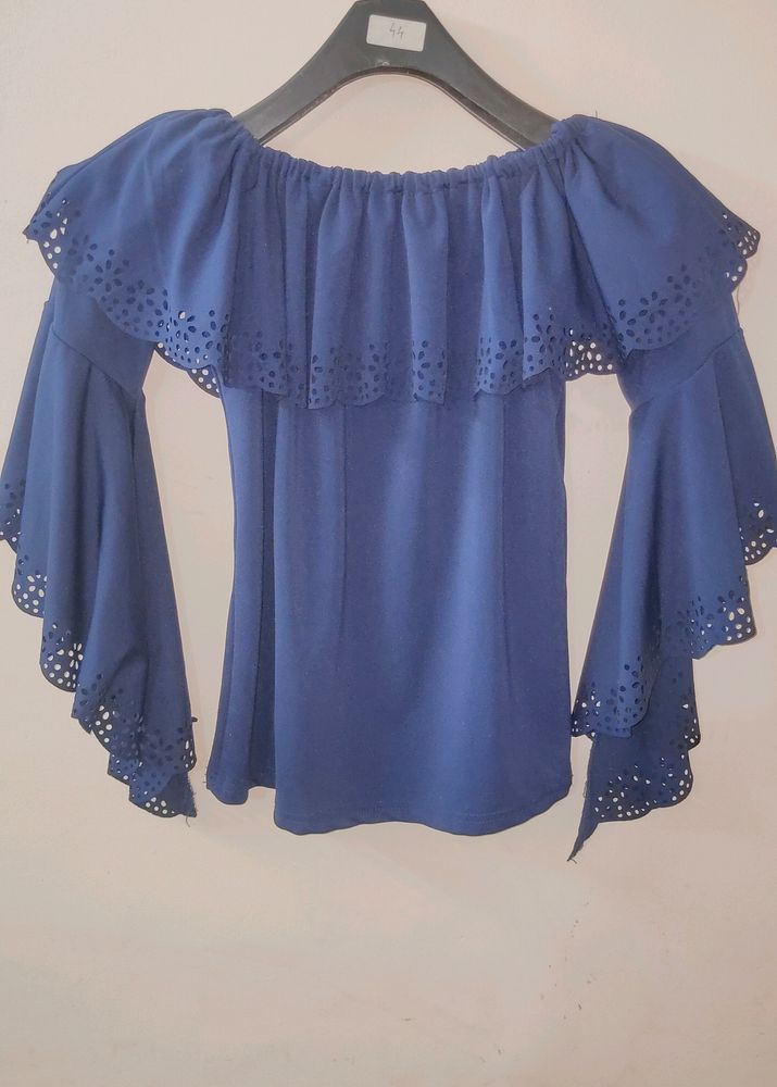 Off Shoulder Top in navy blue colour