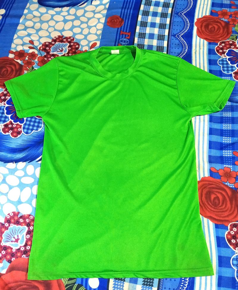 InkTees Men Round Neck Polyester Green Tshirt