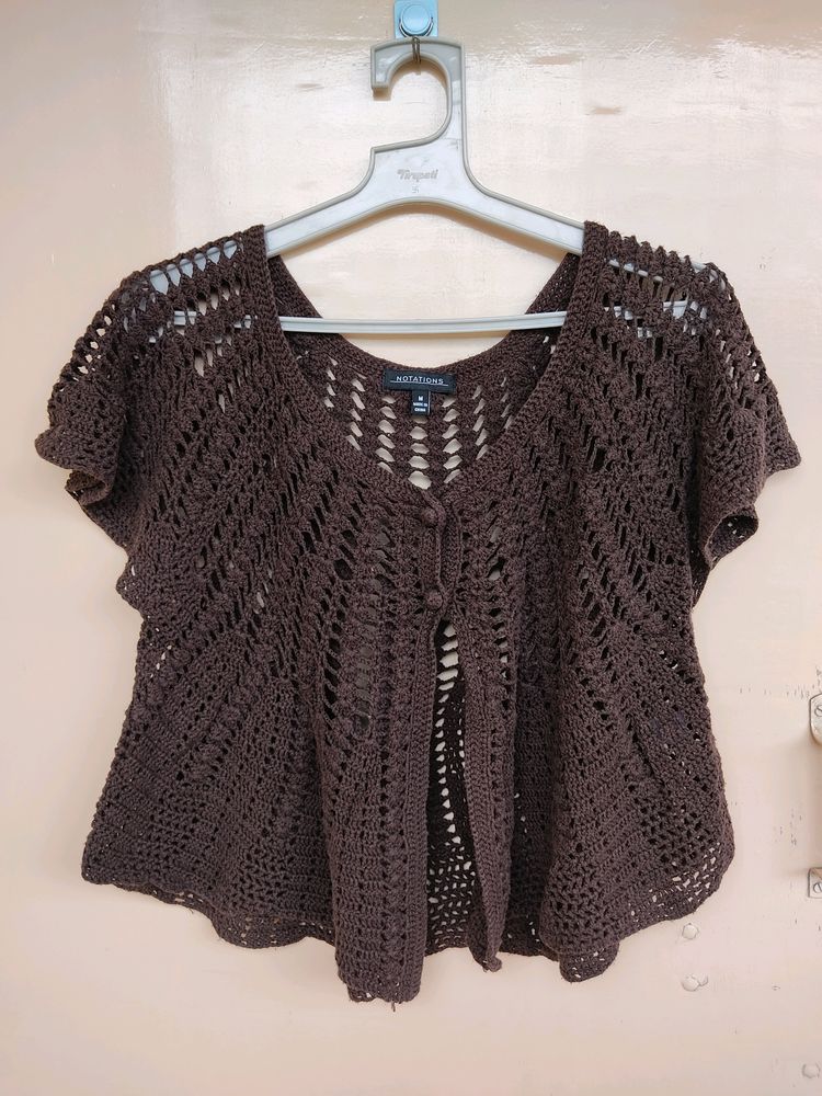 Brown Crochet Shrug