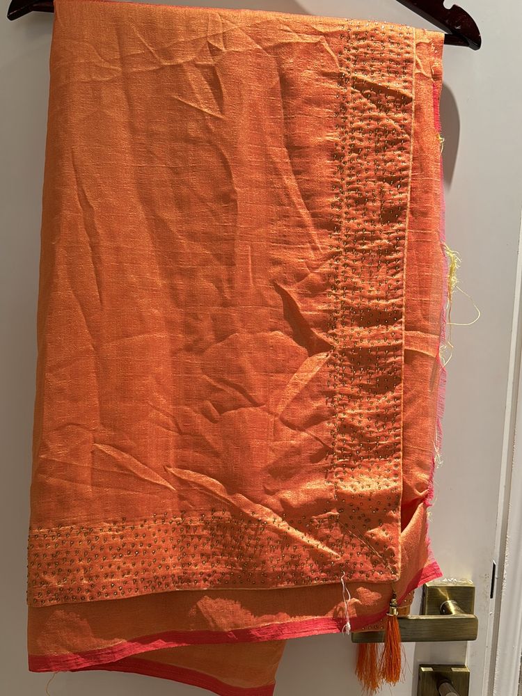 Orange Sari With Blouse Piece