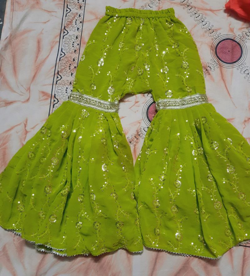 Girls Gharara With Front Open Frock And Dupatta