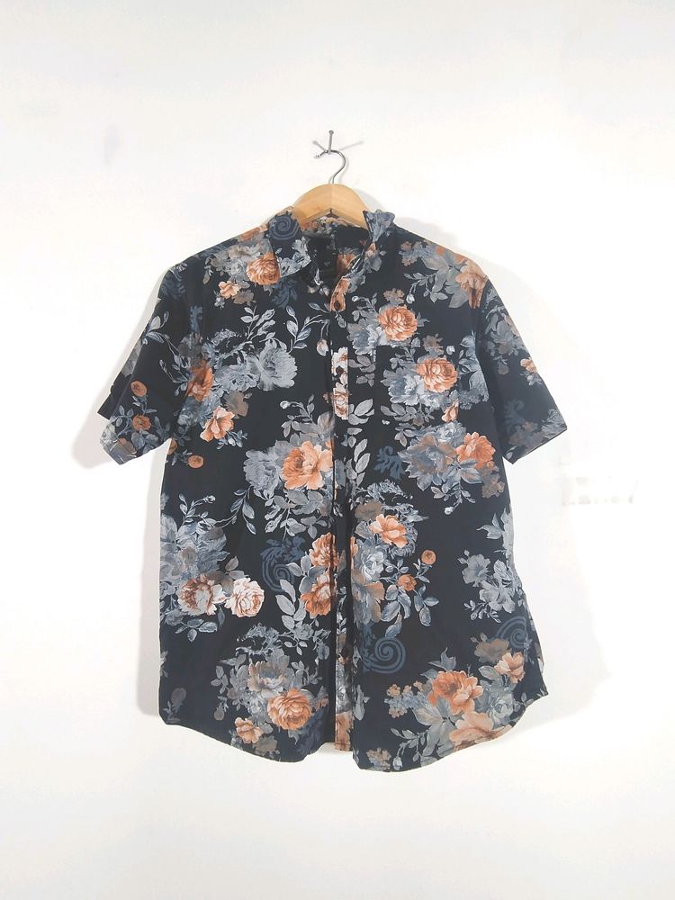 Black Floral Print Shirt (Men's)