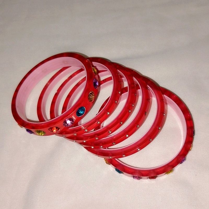 Red Plastic Bangles For Women