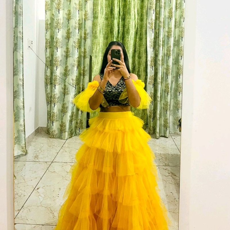 Yellow Ruffle Lehnga