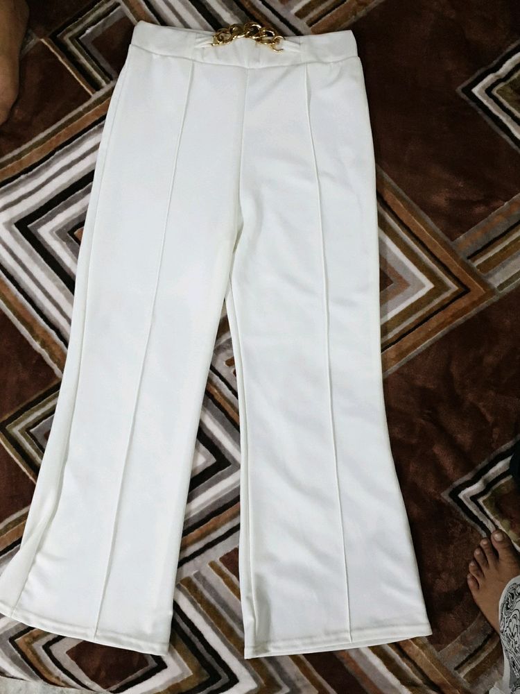 Flared Women White Trouser