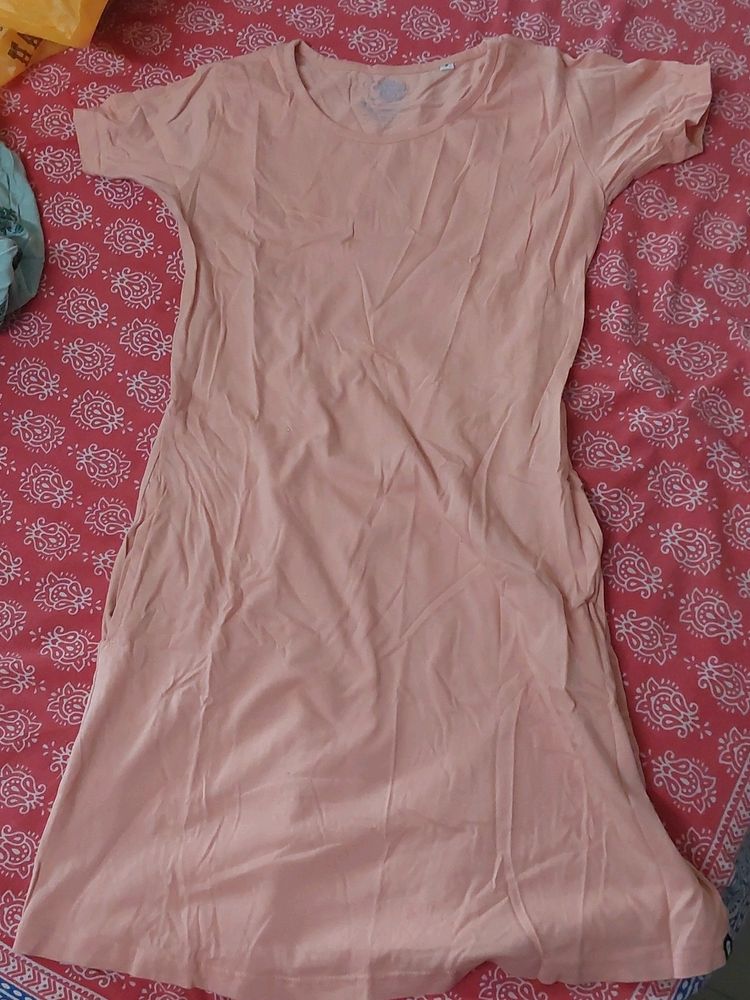 Peach Tshirt Dress from Souled Store