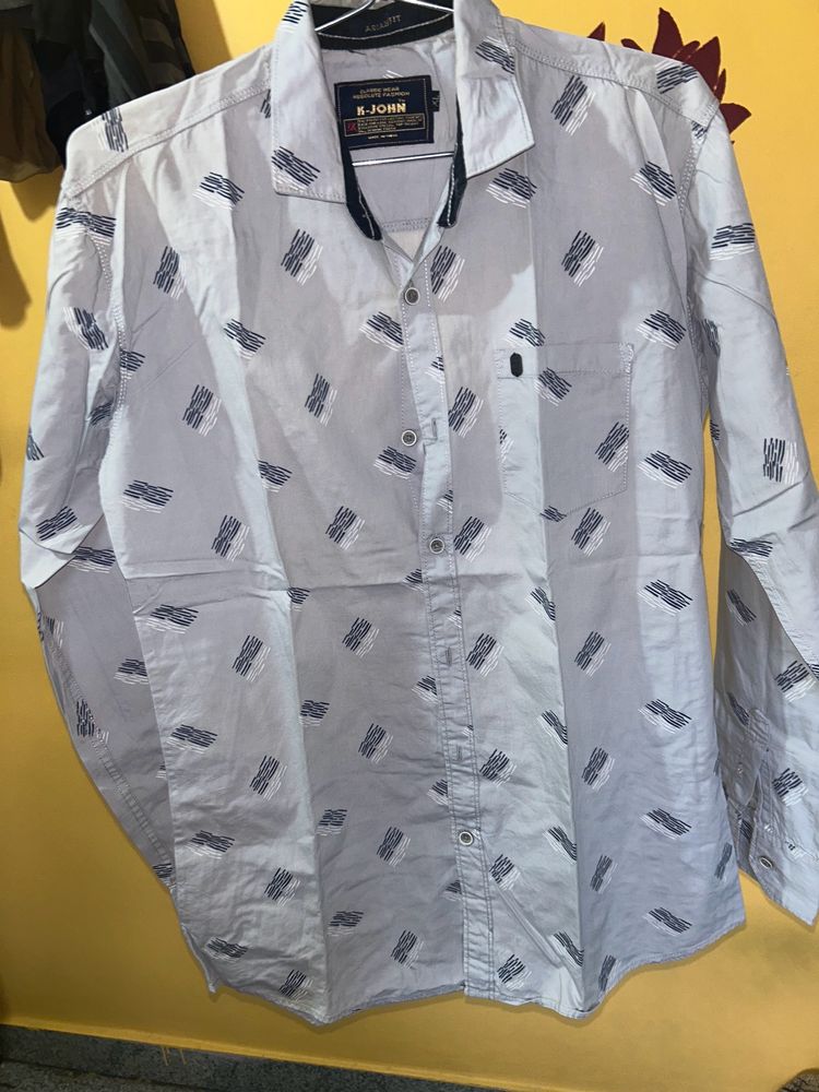 NEW GREY PRONTED SHIRT WITH GREAT QUALITY