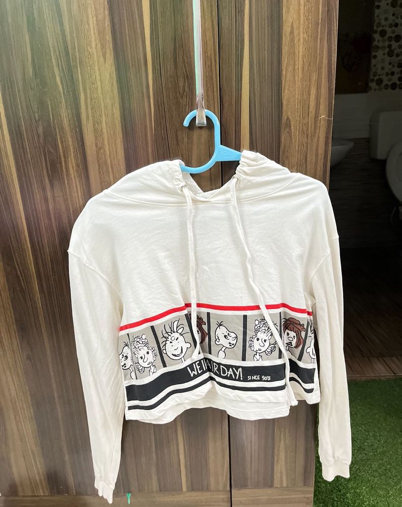 Neww Shoppers Stop Rio Cropped White Hoodie