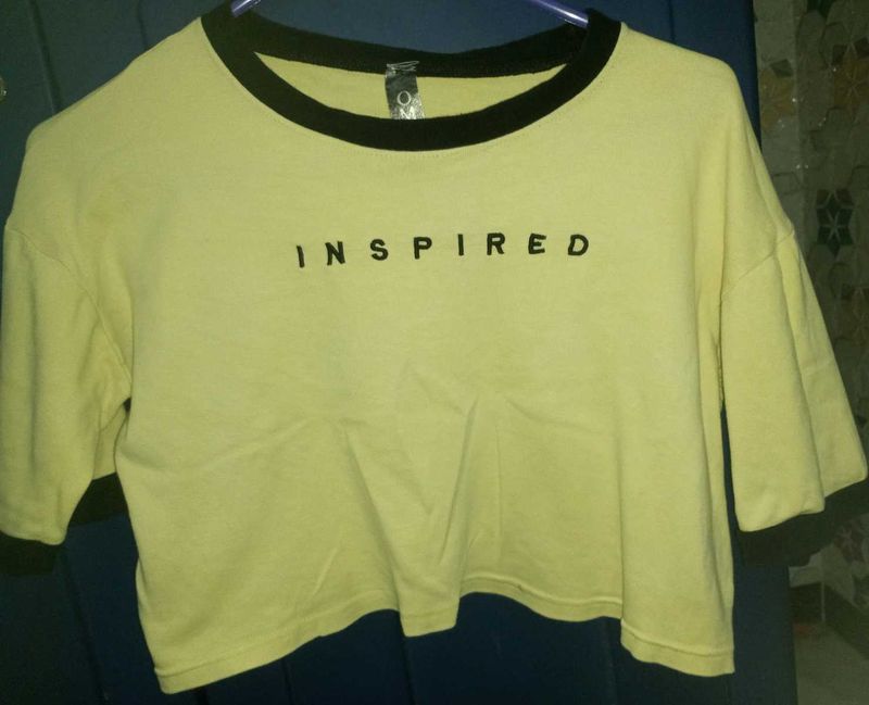 Vibrant Yellow ‘INSPIRED’ Boxy Crop Top