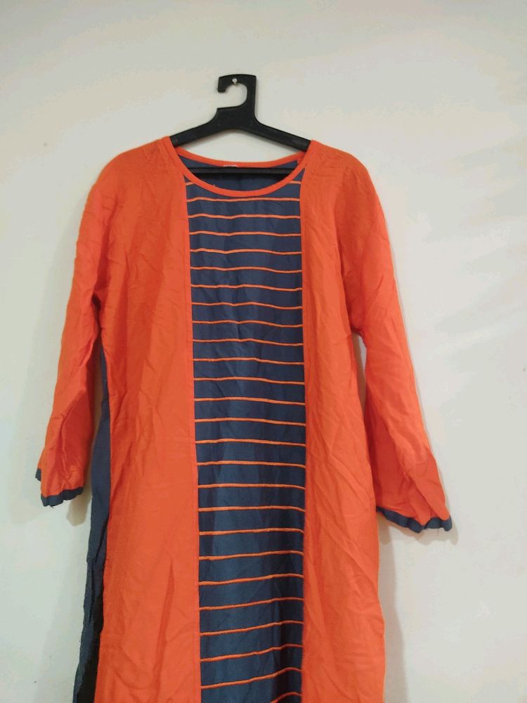 Orange N Grey Kurti