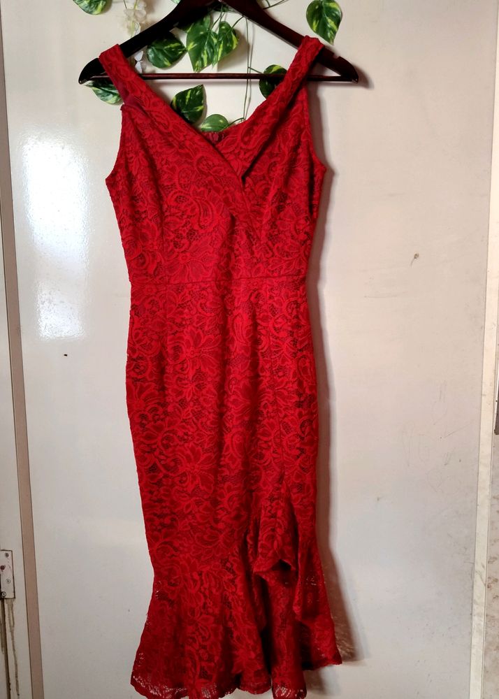 Deep Red Beautiful Dress For Women