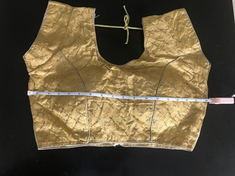 99 SALE Grab Golden Sequin Back Open Art Silk Blou