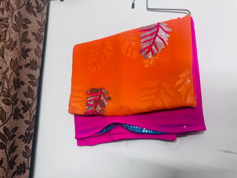 Orange Color Saree With Slight Marks