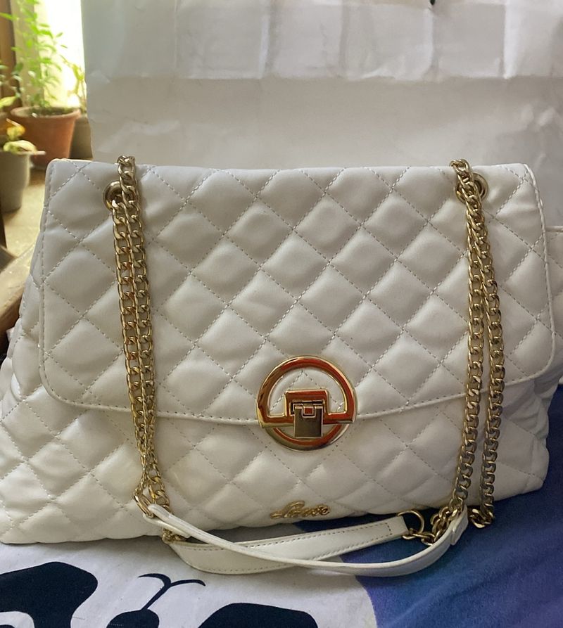 Lavie White Quilted Handbag