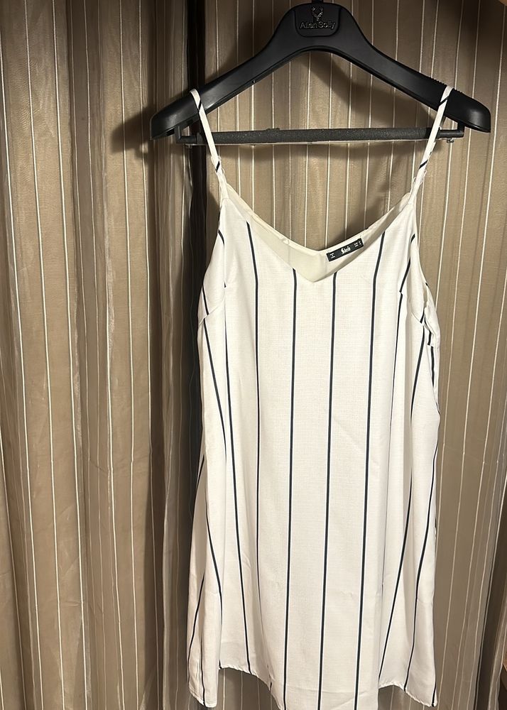 Shein - White Striper Slip Dress