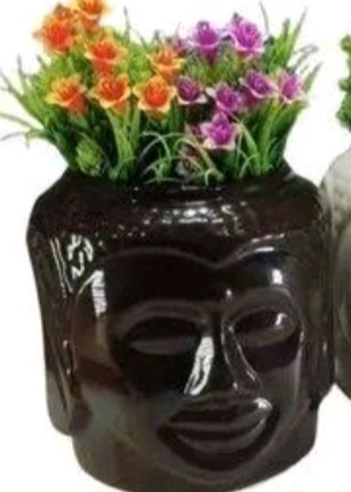 Bhudha Shape Planter In Black Clr