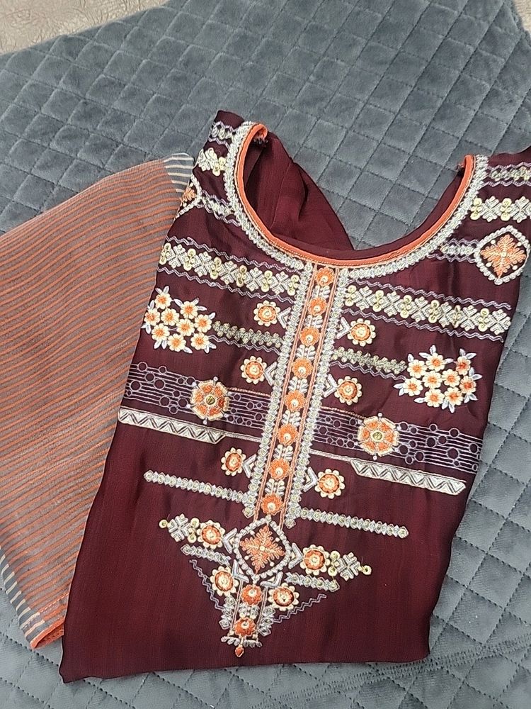 Chiffon Kurti ( Burgundy)