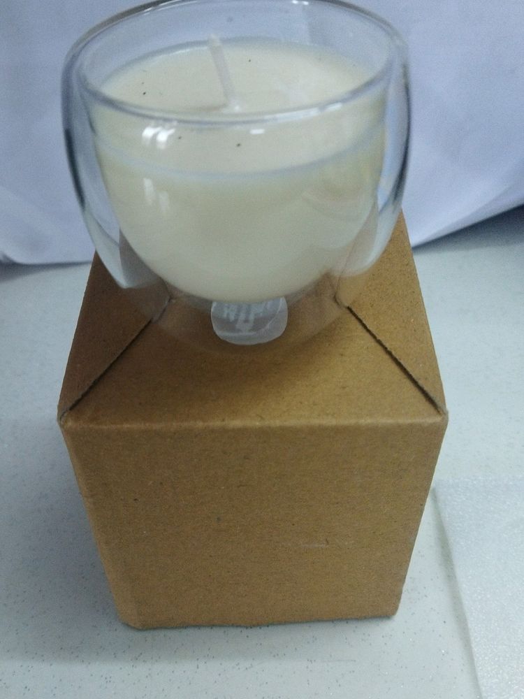 Handpour White Wax Candle In U Shaped Jar