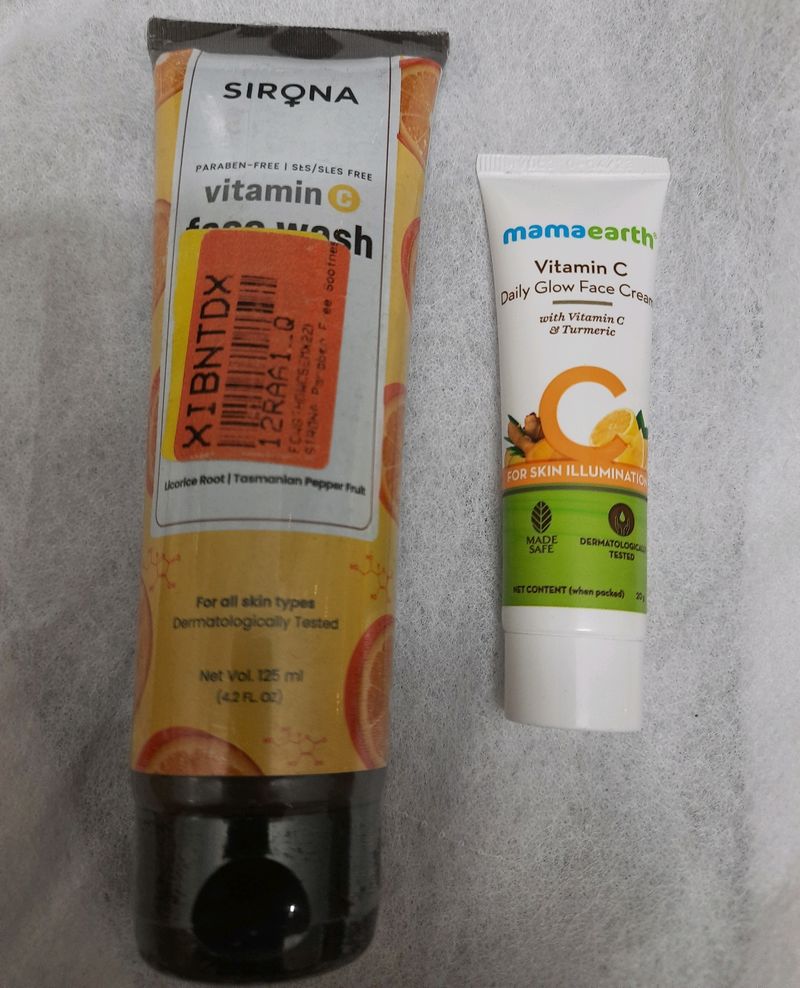 Mamaearth Daily Mosturising Cream + Sirona Facewas