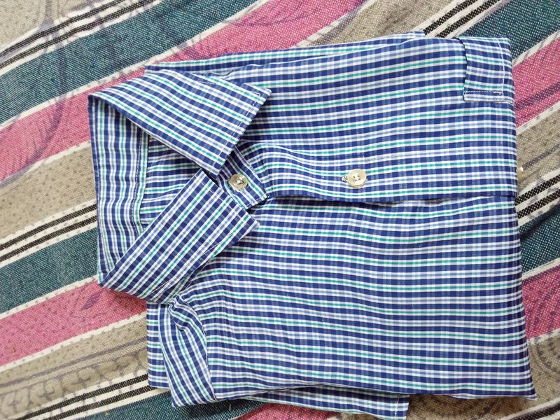 Blue Horizontal Line Shirt On Sale