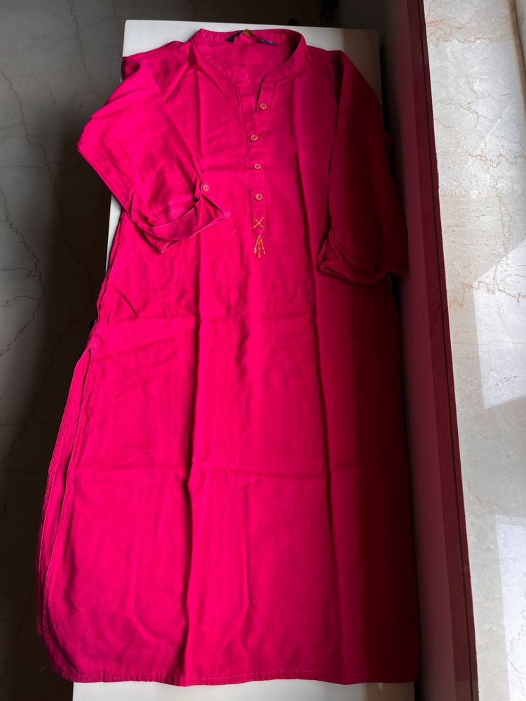 Pink Straight Kurta