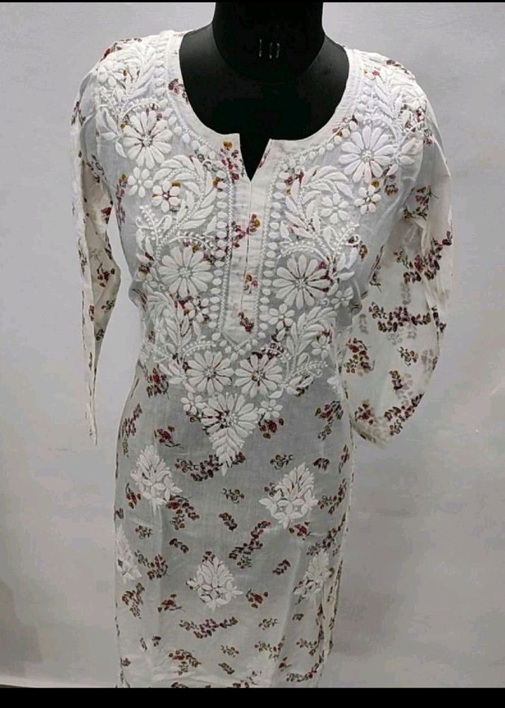 Pure cotton original mulmul chikankari work Kurti