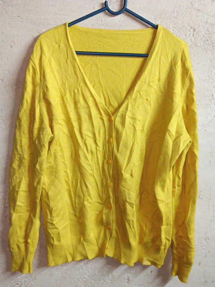 Oversized Winter Fashion Cardigan Sweater Yellow