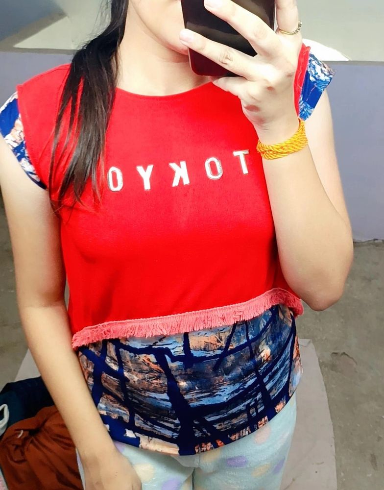 Beutiful Red &Blue Top♥️