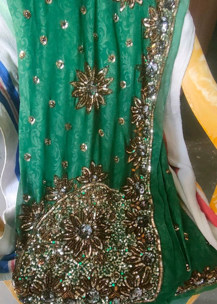 Fully Stone Sequence Saree