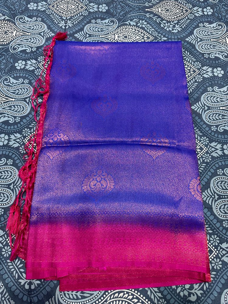 Brand New Dual Tone Mulberry Silk - Blue And Pink