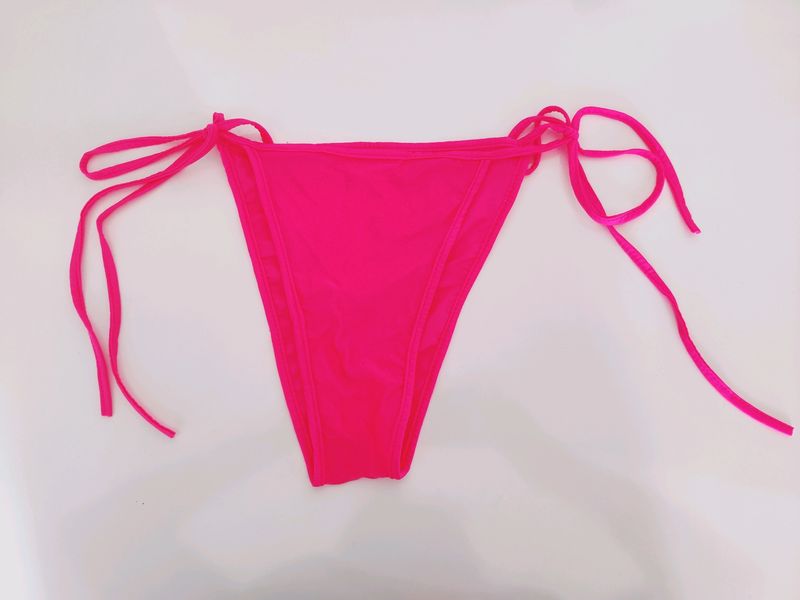 Pink Thong With Tie Ups