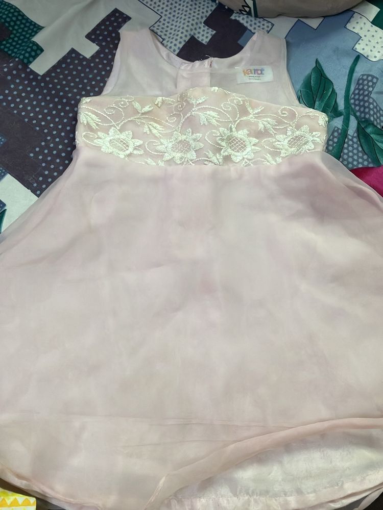 Cute Pink Frock For 9m-2 Years Girl