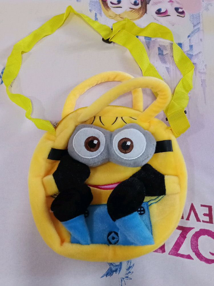 Cute Yellow Furry Minion Bag For Kids...