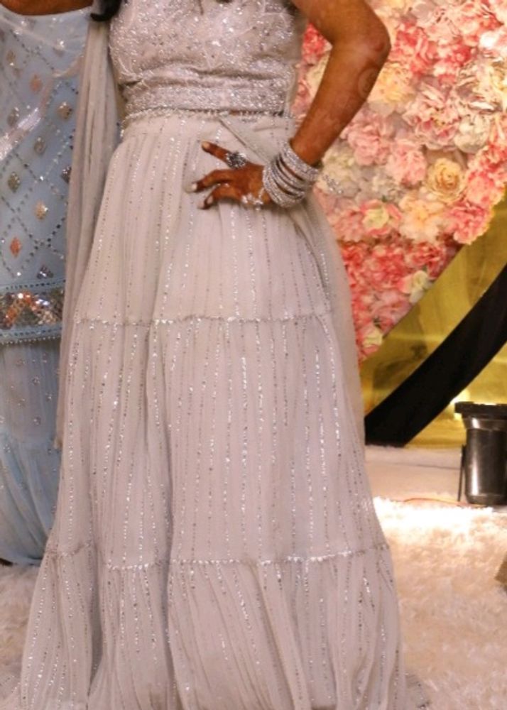 One Time Use Silver Lehenga