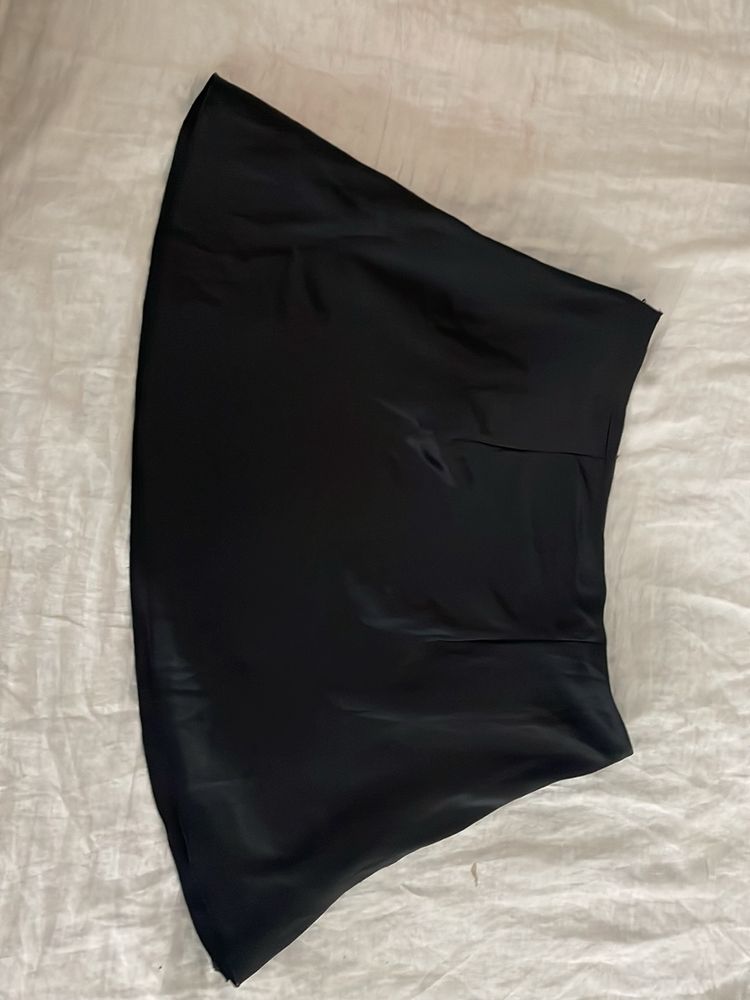 Black Satin Mini Skirt