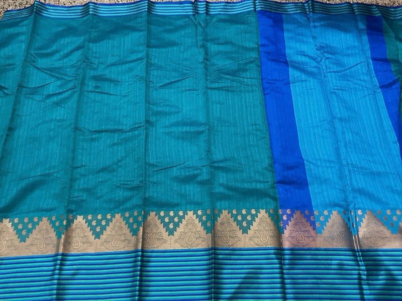 New Peacock Blue Saree For Grabs