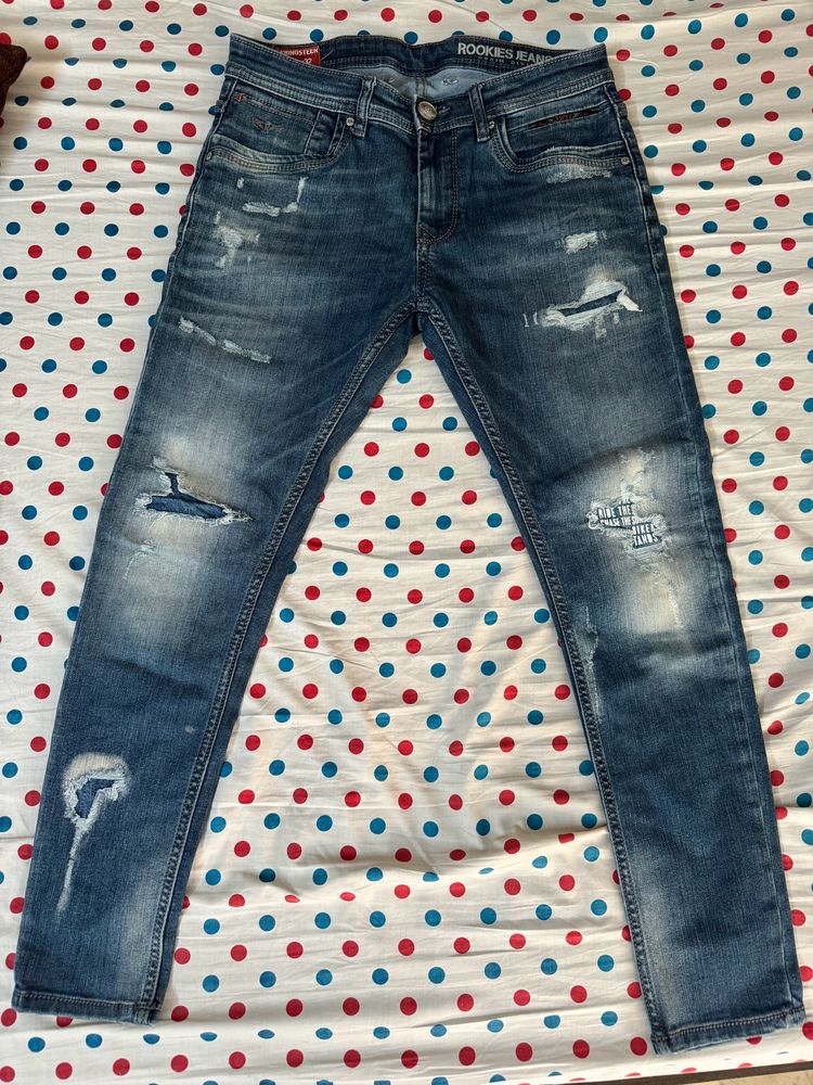 Rookies Blue wash Distressed jeans