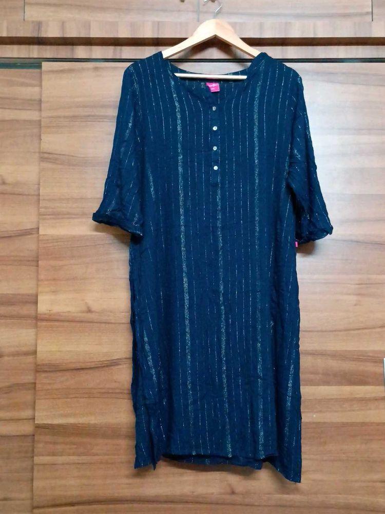 Shimmer Navy Blue Kurta (XXL)