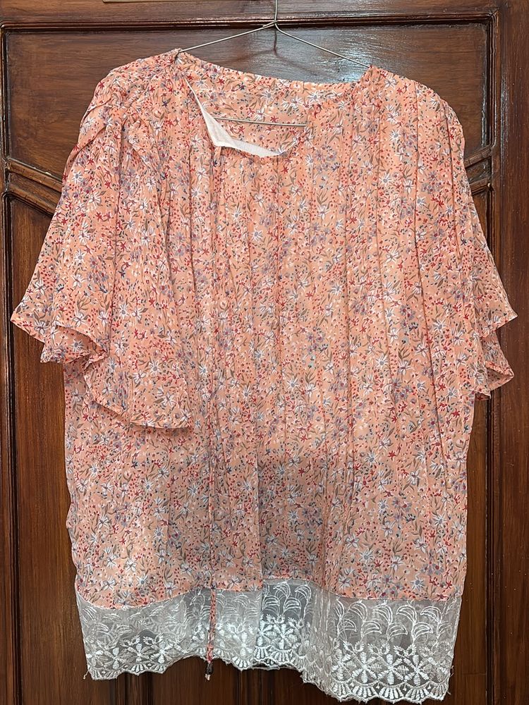 Peach Floral Top