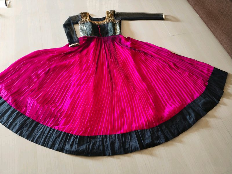 Pink And black Chiffon Gown