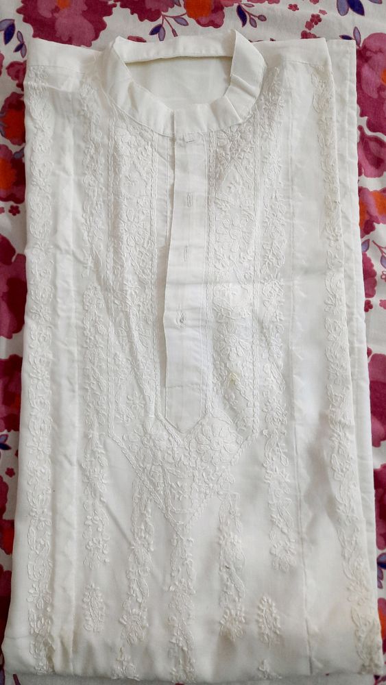 Men White Chikankari Kurta 6