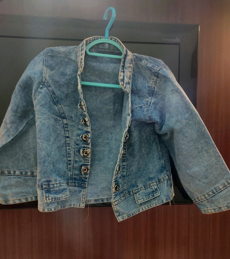 Blue Crop Denim Jacket