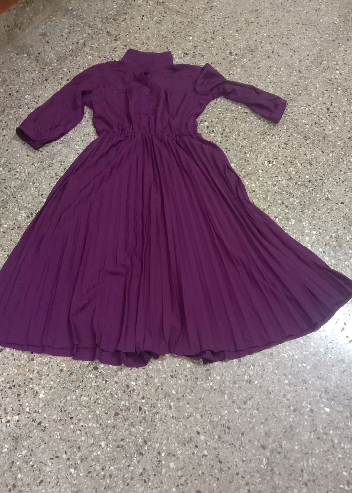 Wine Colour Flared Midi