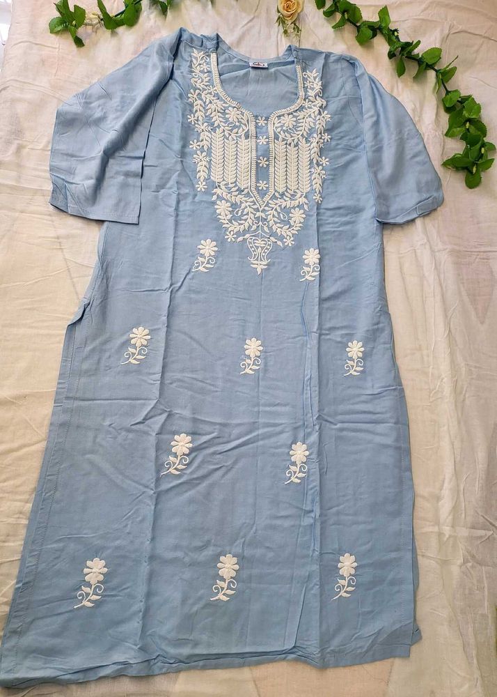 Pastel Blue Lucknowi Kurti