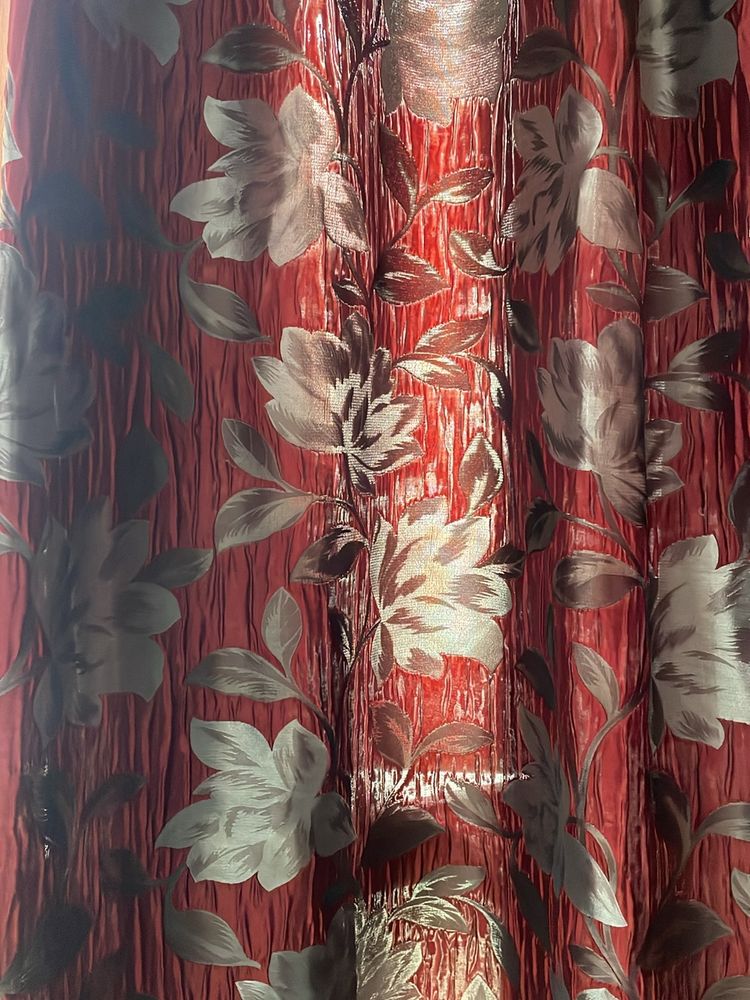 Red Floral Curtains