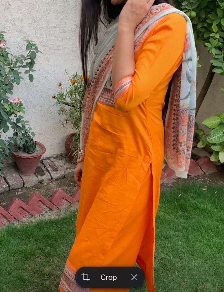 Orange Kurta With Palazzo Nd Dupatta