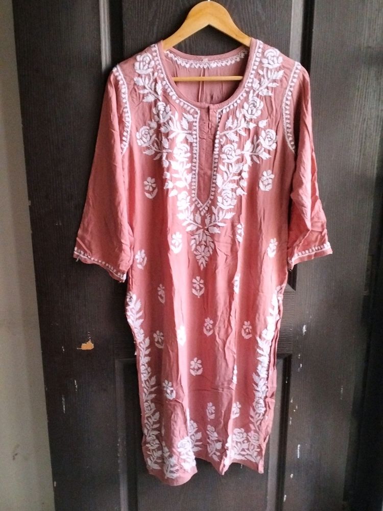 Chikankari Kurta Dusty Pink