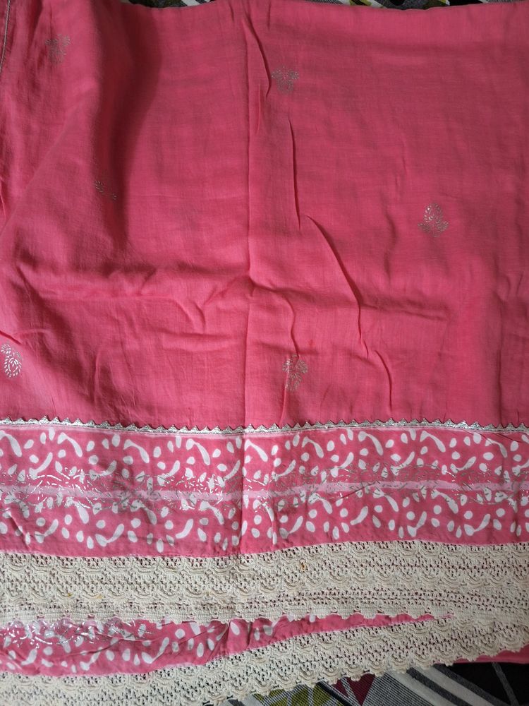 Pink Kurti With Dupatta And Leggings