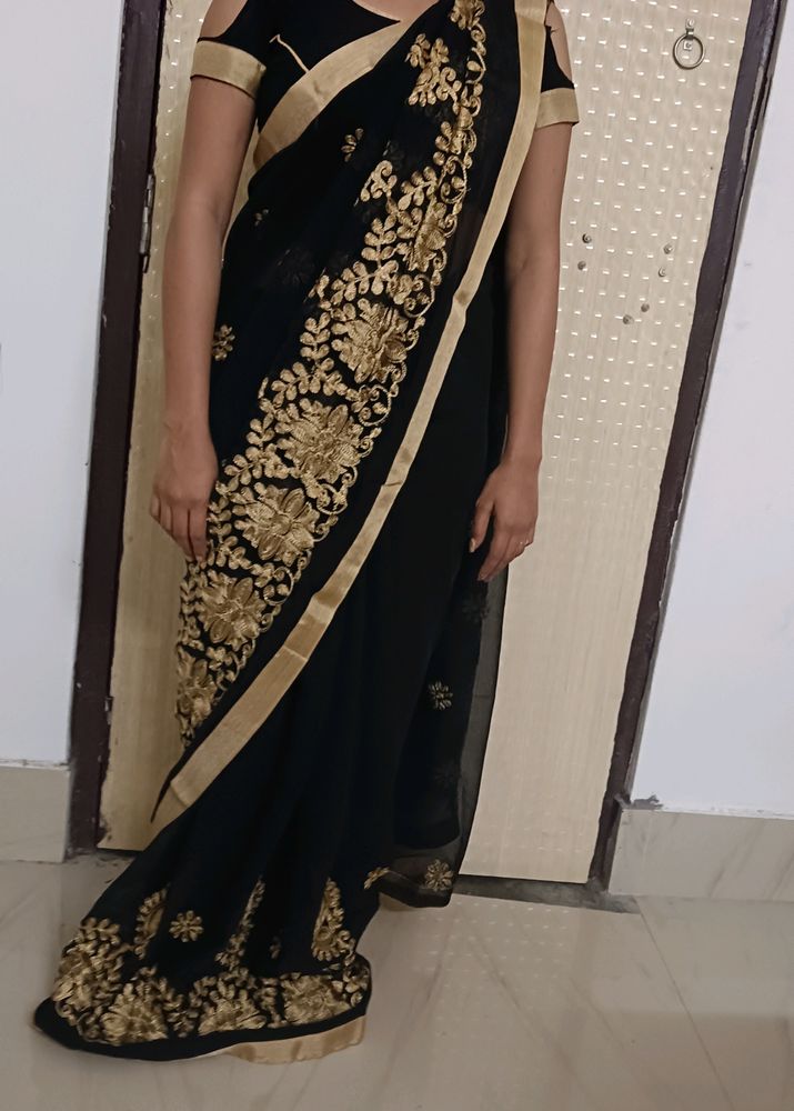 Black Embroidery Saree